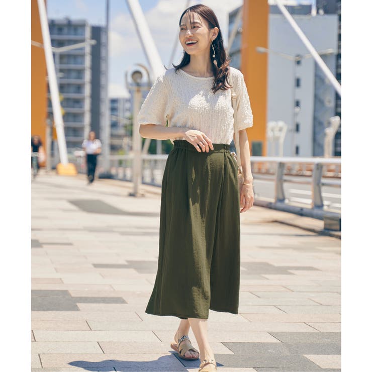 【接触冷感／親子コーデ】冷感スラブタックスカーチョ | ikka  | 詳細画像3 