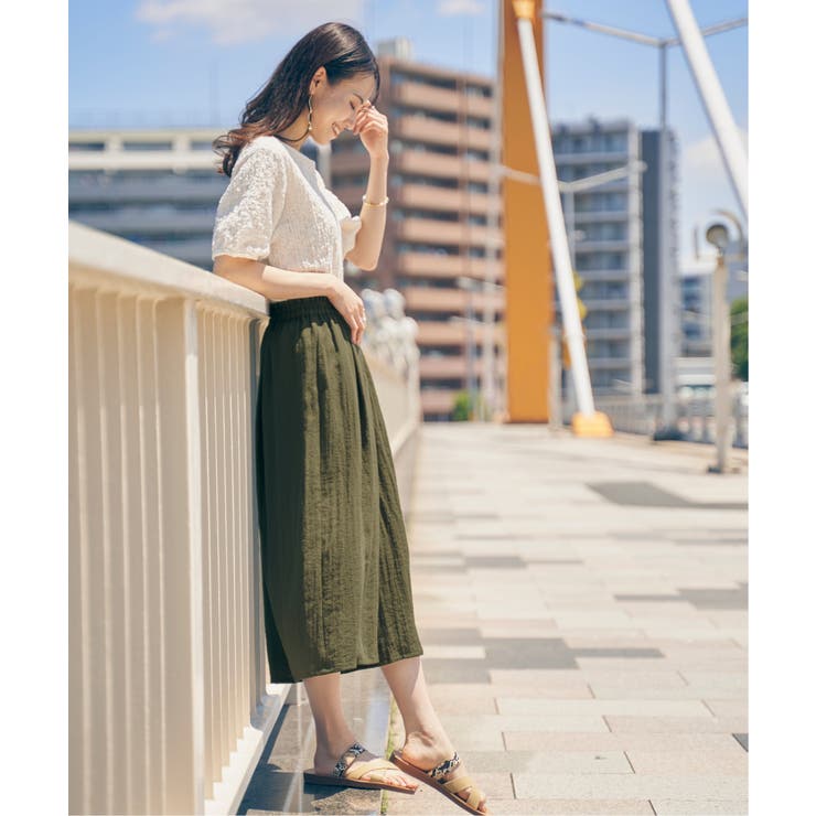 【接触冷感／親子コーデ】冷感スラブタックスカーチョ | ikka  | 詳細画像4 