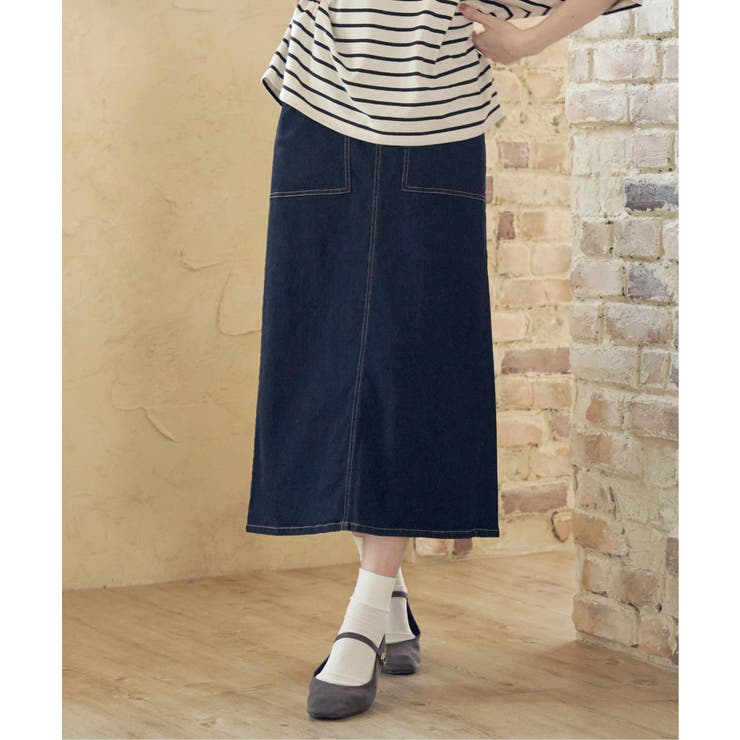 ネイビーブルー | 【雑誌InRed10月号掲載】ストレッチIラインスカート | ikka 