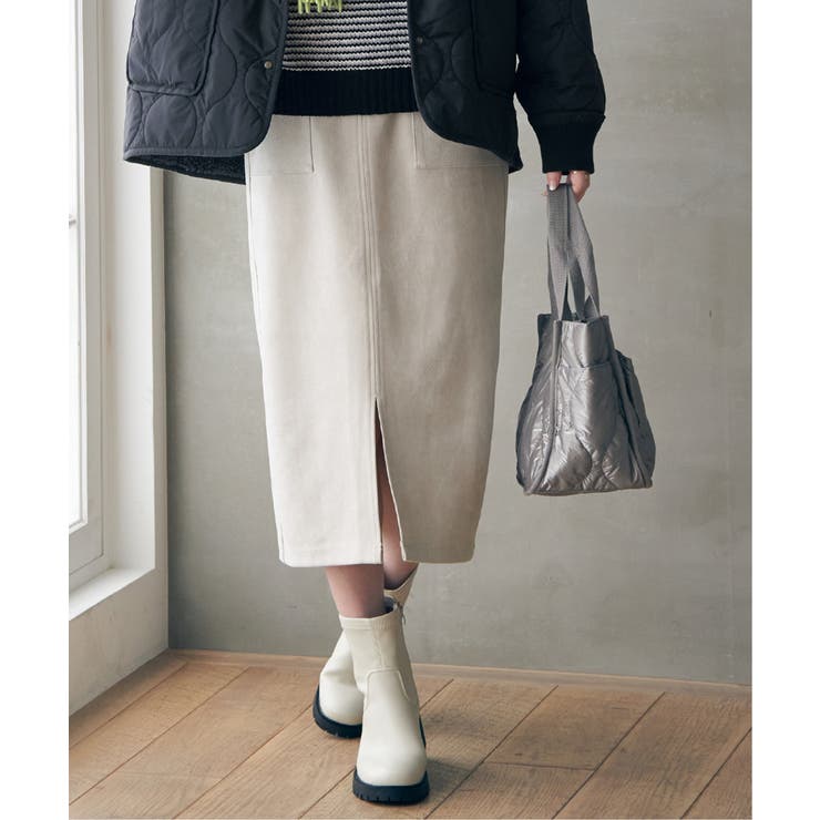 ベージュ | GOKU楽フェイクスエードスカート | ikka 