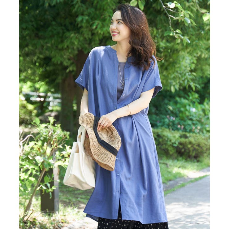 レーヨン麻 半袖2WAYワンピース | ikka  | 詳細画像1 