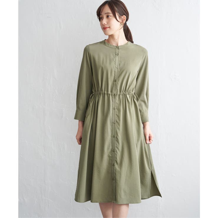 バンドカラーウエストドロストワンピース | ikka  | 詳細画像8 