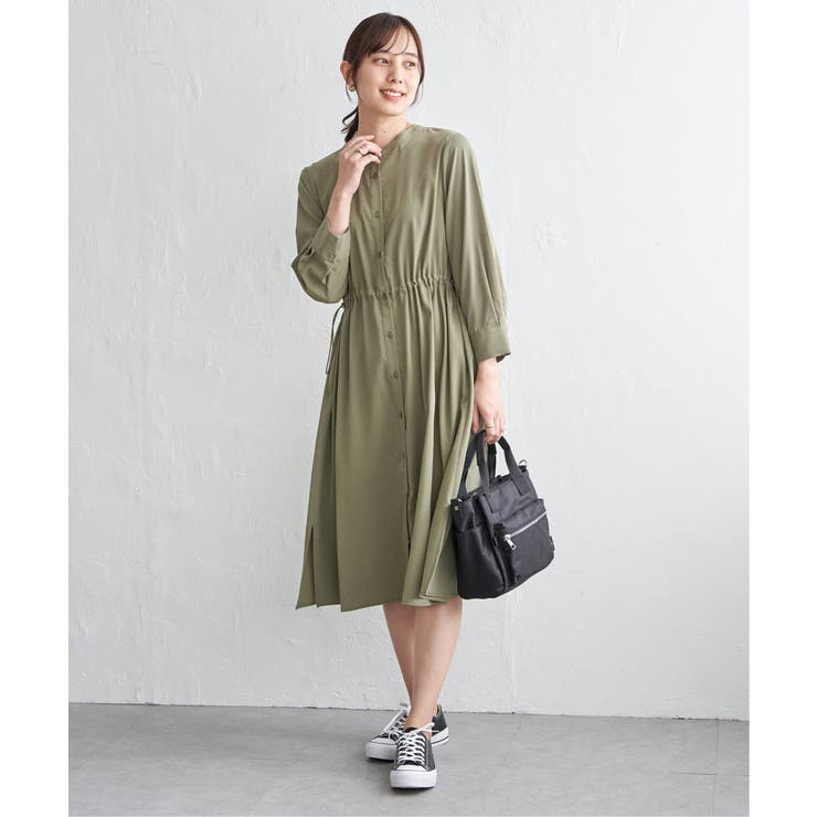 バンドカラーウエストドロストワンピース | ikka  | 詳細画像9 