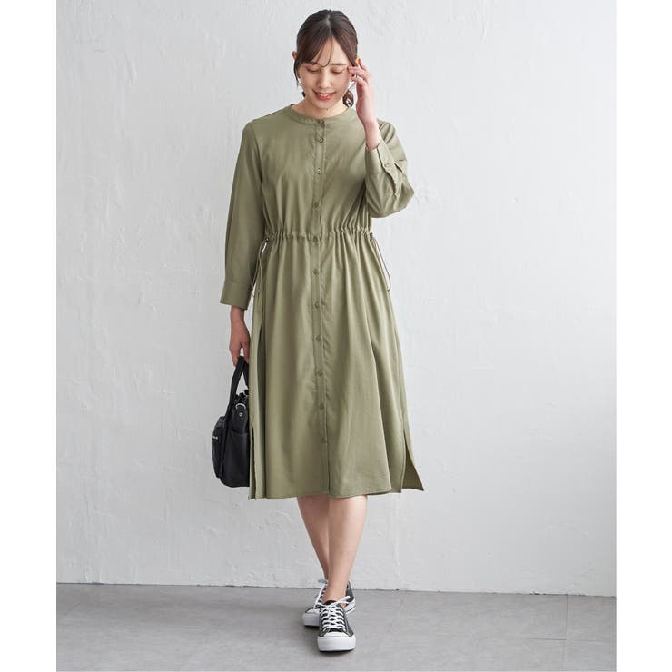 バンドカラーウエストドロストワンピース | ikka  | 詳細画像10 