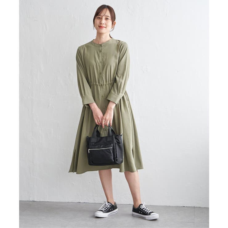 バンドカラーウエストドロストワンピース | ikka  | 詳細画像11 