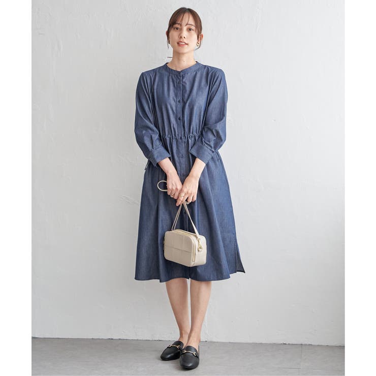 バンドカラーウエストドロストワンピース | ikka  | 詳細画像14 