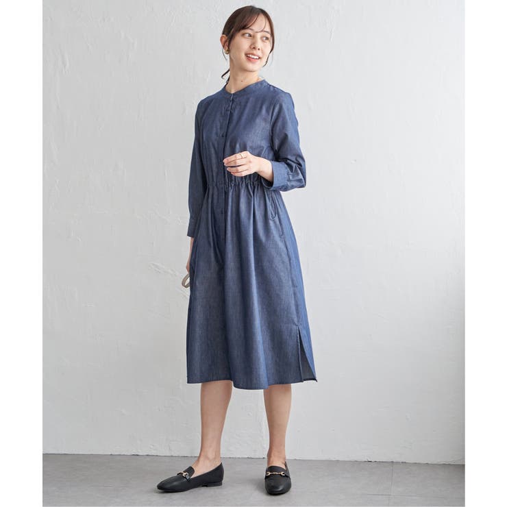 バンドカラーウエストドロストワンピース | ikka  | 詳細画像15 