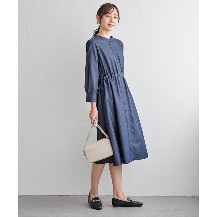 バンドカラーウエストドロストワンピース | ikka  | 詳細画像16 