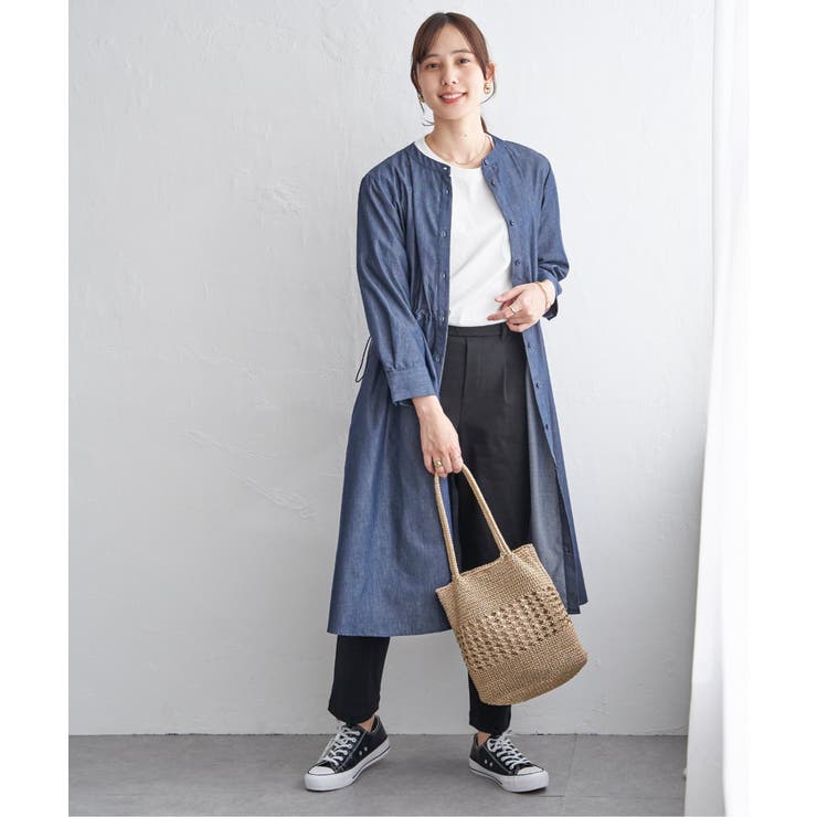 バンドカラーウエストドロストワンピース | ikka  | 詳細画像17 