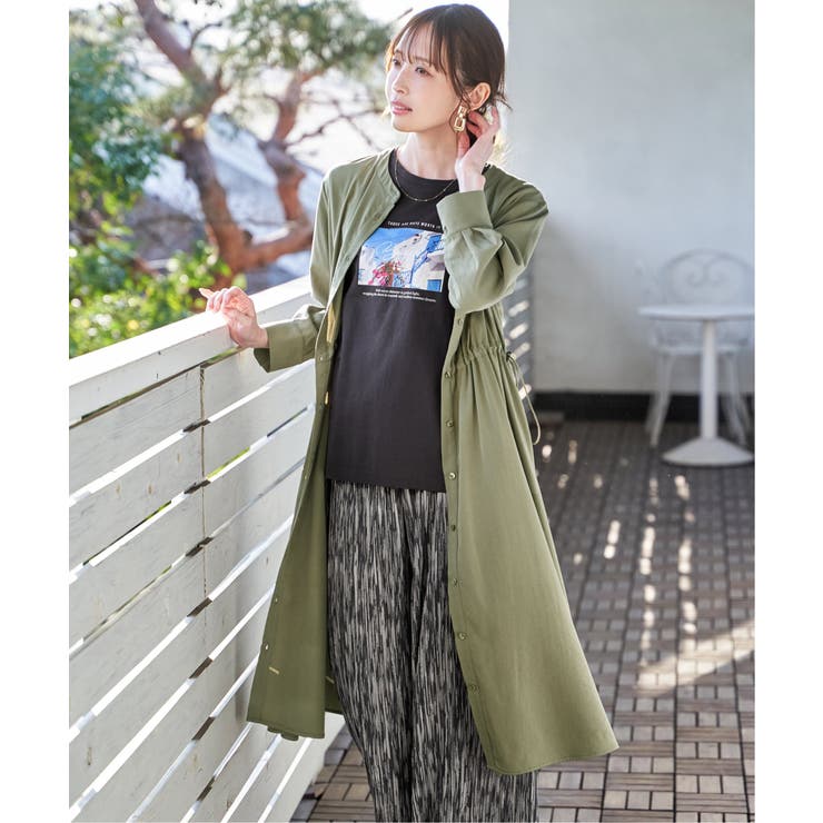 バンドカラーウエストドロストワンピース | ikka  | 詳細画像3 