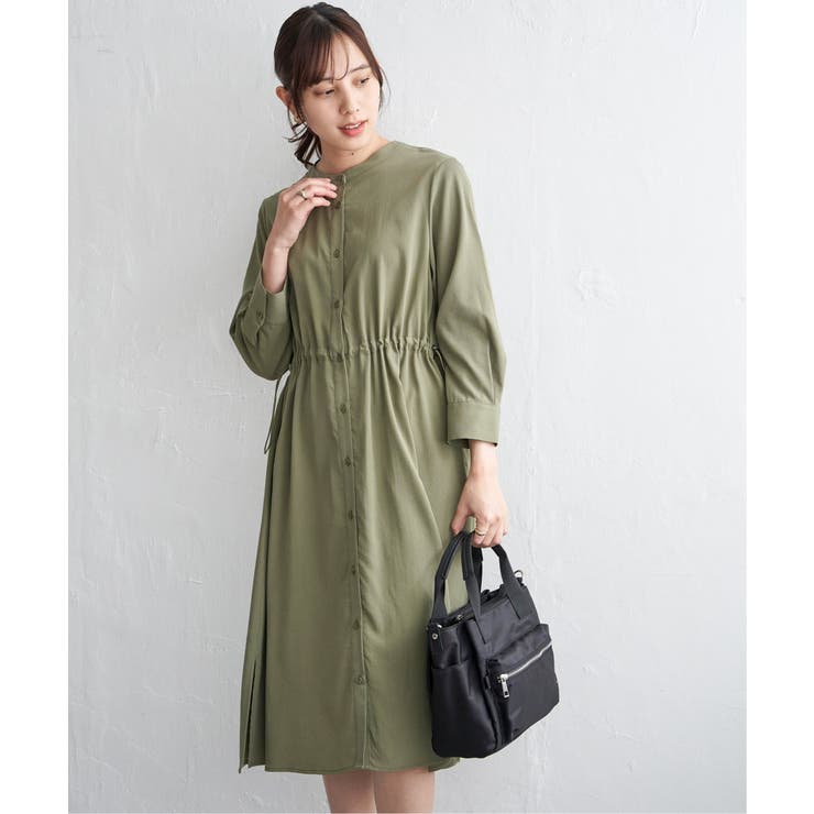 バンドカラーウエストドロストワンピース | ikka  | 詳細画像7 