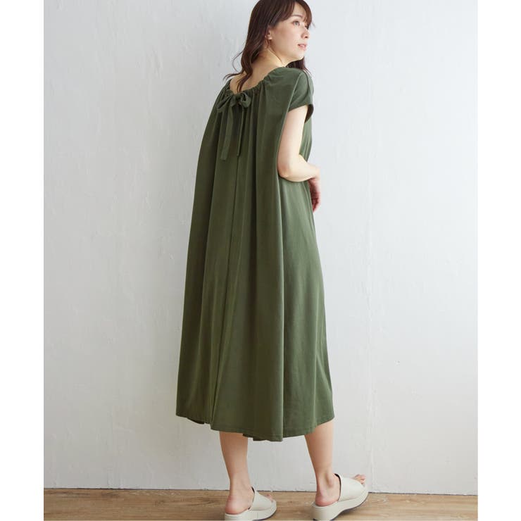 オリーブ | バックリボンカットワンピース | ikka