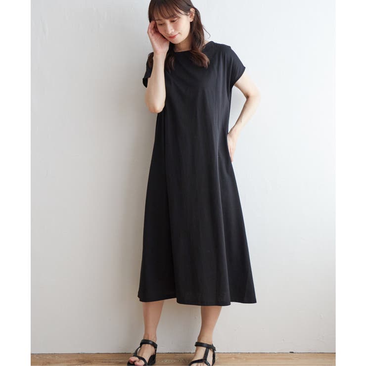 ブラック | バックリボンカットワンピース | ikka