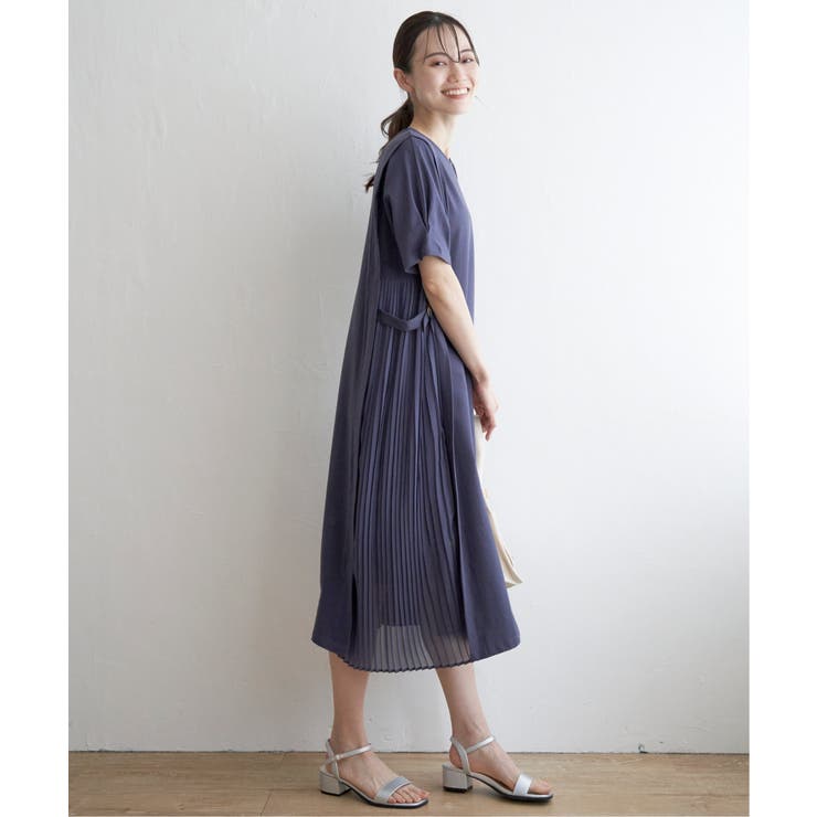 異素材配色切り替えワンピース | ikka  | 詳細画像7 