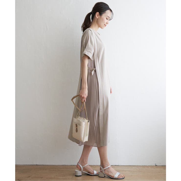 異素材配色切り替えワンピース | ikka  | 詳細画像8 