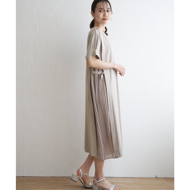 異素材配色切り替えワンピース | ikka  | 詳細画像10 