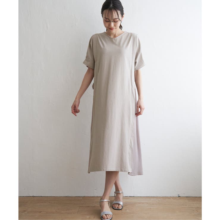 異素材配色切り替えワンピース | ikka  | 詳細画像12 