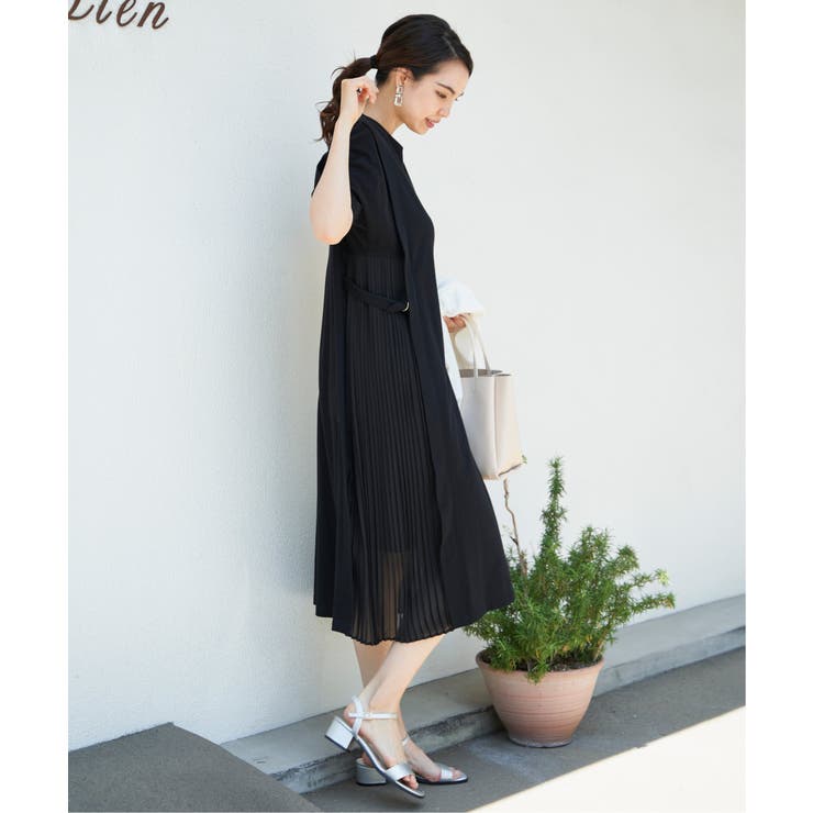 異素材配色切り替えワンピース | ikka  | 詳細画像1 