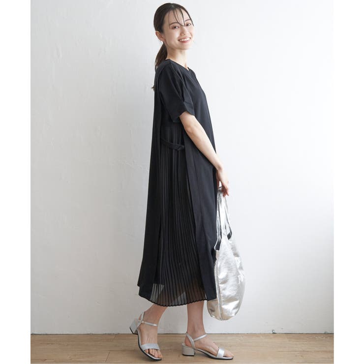 異素材配色切り替えワンピース | ikka  | 詳細画像4 
