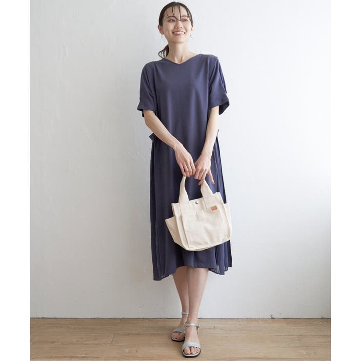異素材配色切り替えワンピース | ikka  | 詳細画像6 