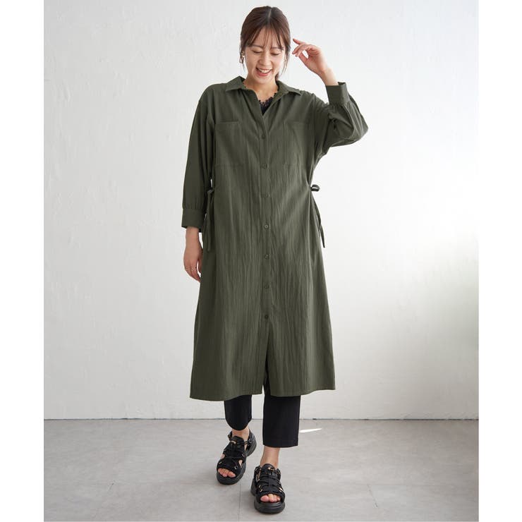 コットンスキッパーシャツワンピース | ikka  | 詳細画像12 