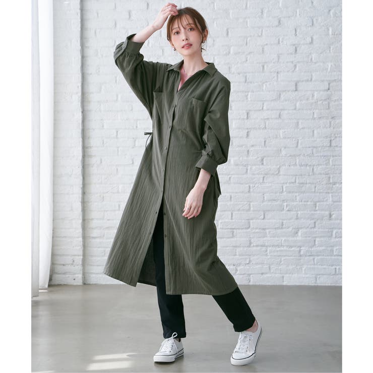 コットンスキッパーシャツワンピース | ikka  | 詳細画像3 