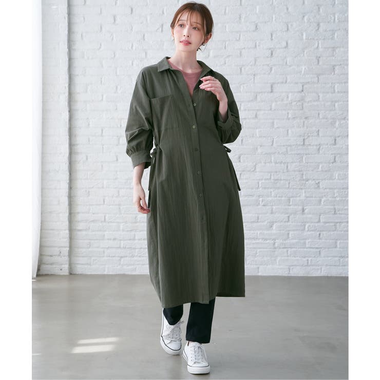 コットンスキッパーシャツワンピース | ikka  | 詳細画像4 