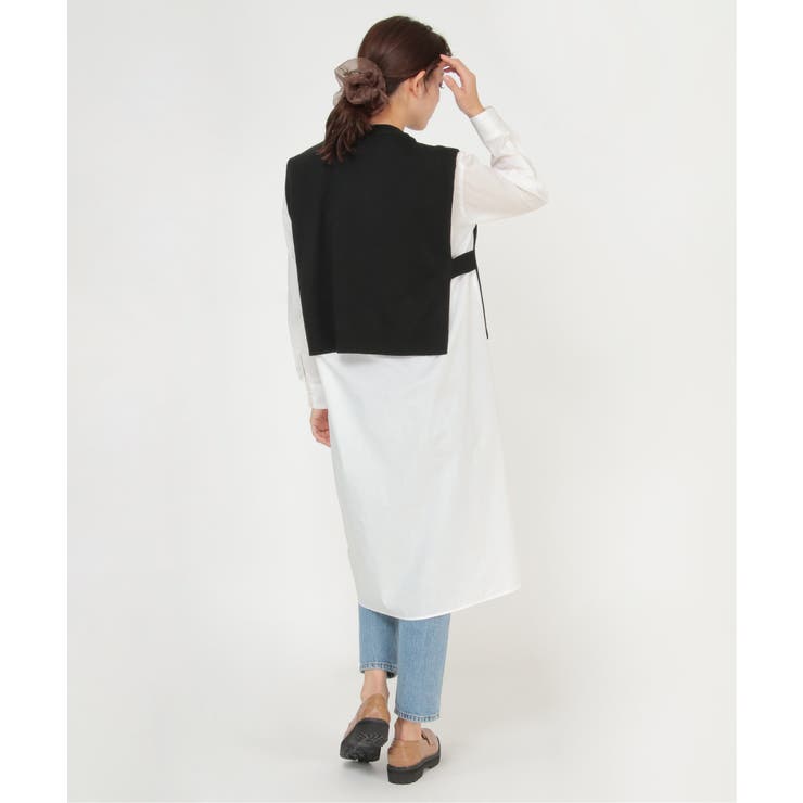INDIVI★ニットベスト×シャツワンピース アンサンブル オフホワイト 新品 INDIVI（インディヴィ）の「◇【2点セット/洗える】ニットベスト