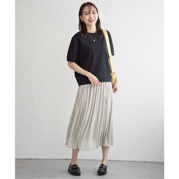 ブラック | ラメパフプルオーバープリーツスカートセット | ikka 