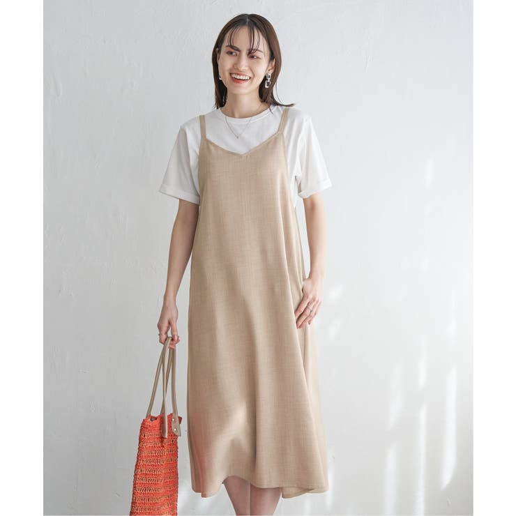 ベージュ | 【2点セット】リネンライク2WAYキャミワンピセット | ikka 