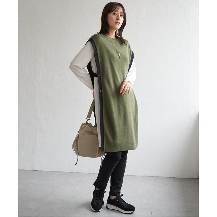 【2点セット】サイドボタンニットベストセットワンピース | ikka  | 詳細画像7 