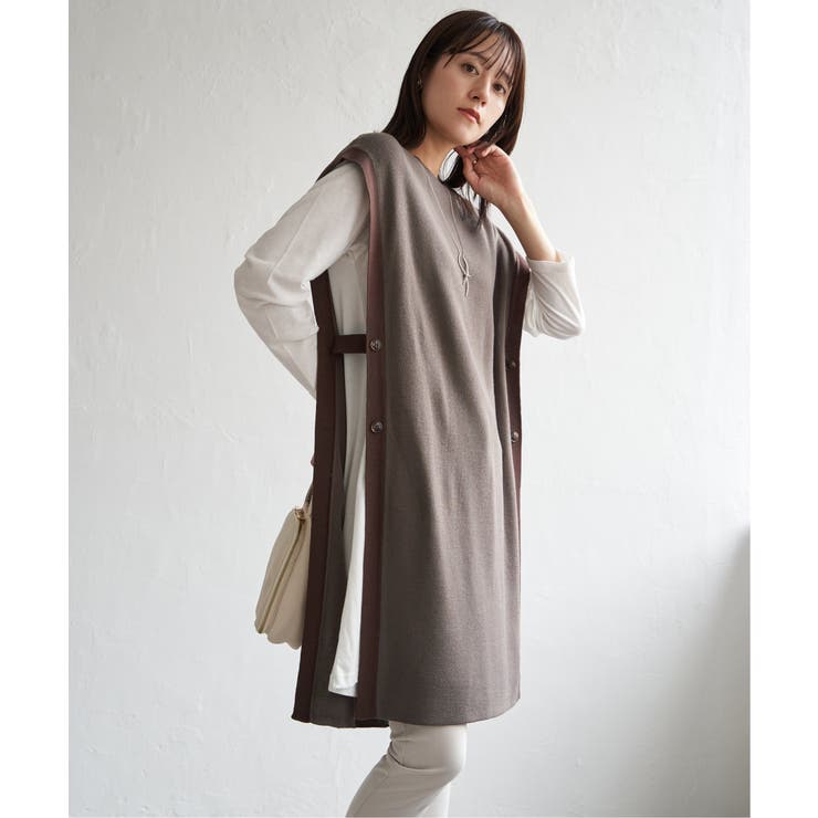 【2点セット】サイドボタンニットベストセットワンピース | ikka  | 詳細画像8 