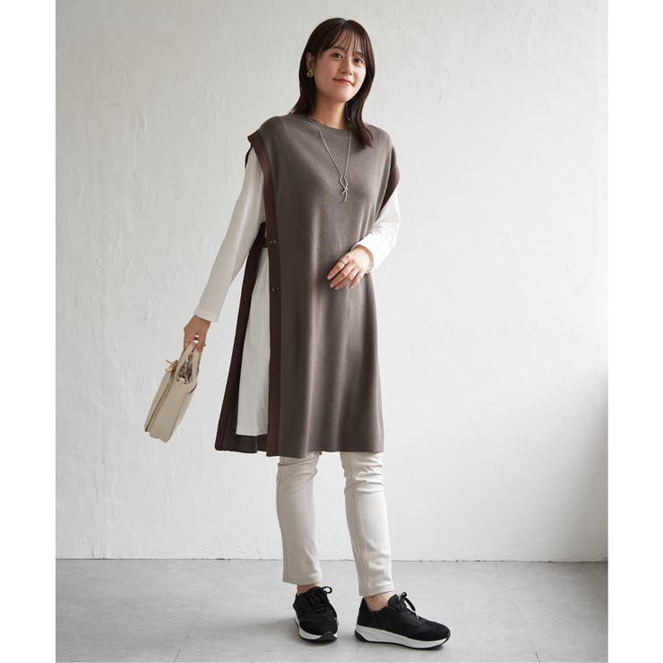 【2点セット】サイドボタンニットベストセットワンピース | ikka  | 詳細画像9 