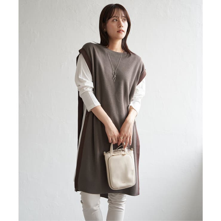 コーヒー | 【2点セット】サイドボタンニットベストセットワンピース | ikka 