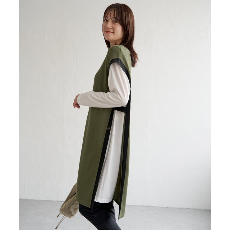 【2点セット】サイドボタンニットベストセットワンピース | ikka  | 詳細画像5 