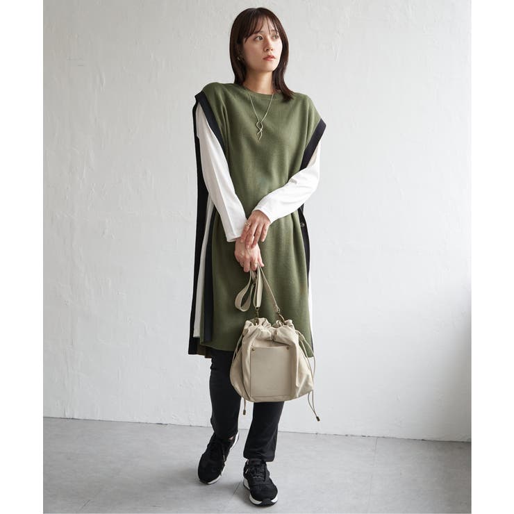 【2点セット】サイドボタンニットベストセットワンピース | ikka  | 詳細画像6 