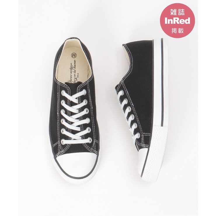 ブラック | 【雑誌InRed5月号掲載】撥水キャンバススニーカー【伸びる靴ひも】 | ikka 