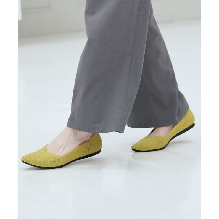 イエロー | 洗えるニットペタンコパンプス | ikka 