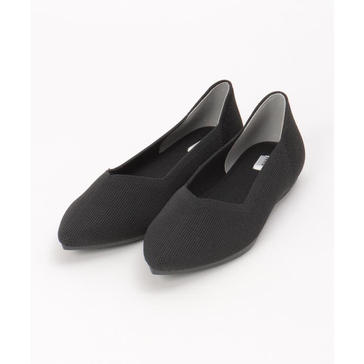 ブラック | 洗えるニットペタンコパンプス | ikka 