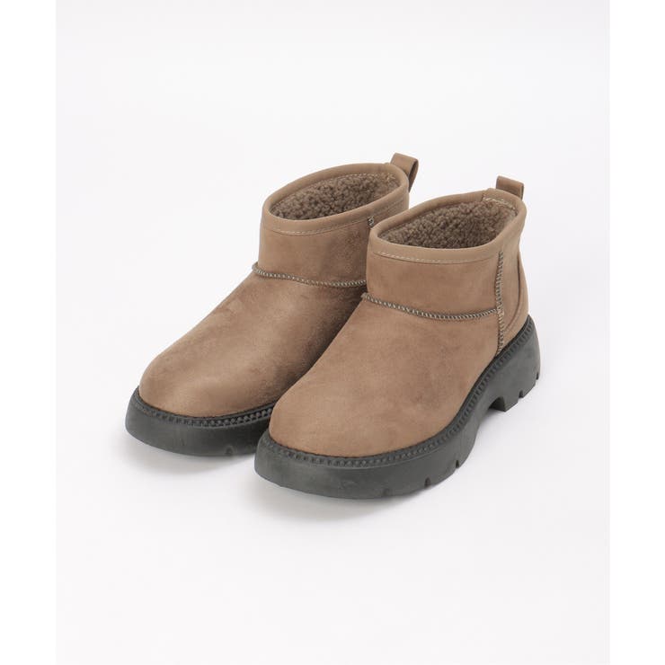 モカ | ムートンショートヒールブーツ | ikka