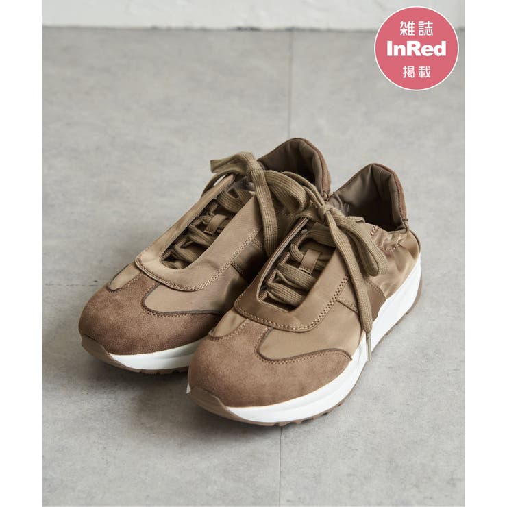 モカ | 【雑誌InRed11月号掲載】サテンスエードコンビスニーカー | ikka 