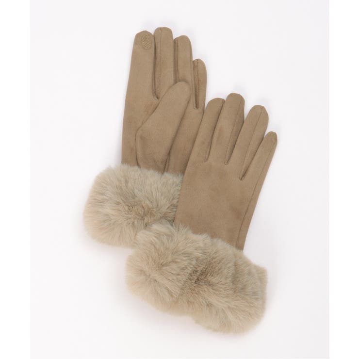 ベージュ | エコスエードファー付きグローブ | ikka 