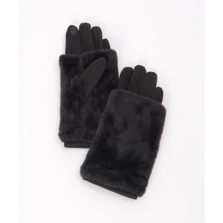 ブラック | 3WAYファー&スエードグローブ | ikka 