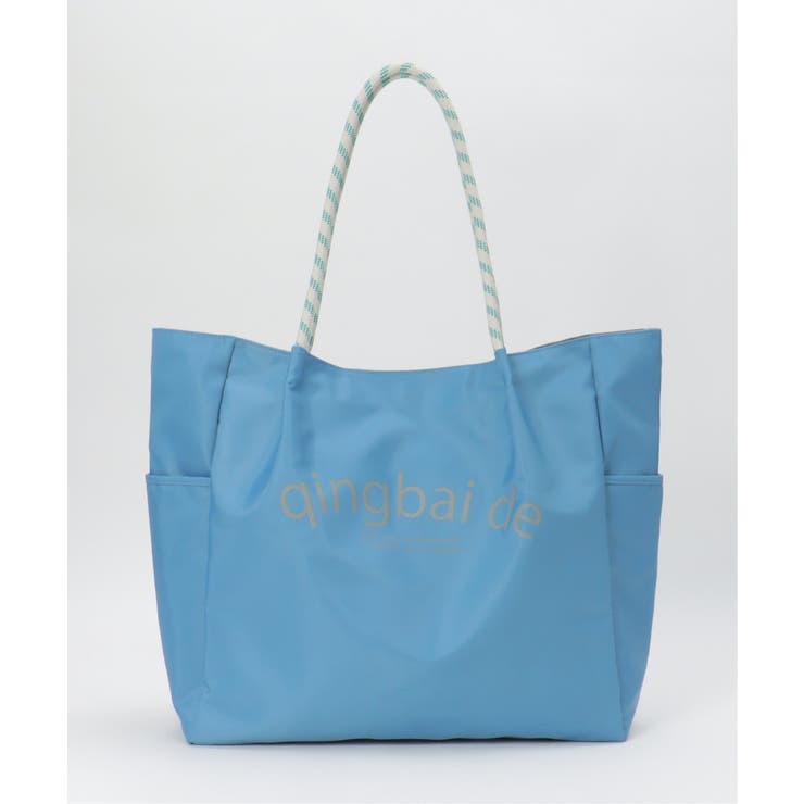 ブルー | 撥水ロゴ入りビッグトートバッグ | ikka 