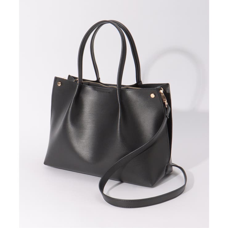 ブラック | PUサイド切り替えトートバッグ | ikka 