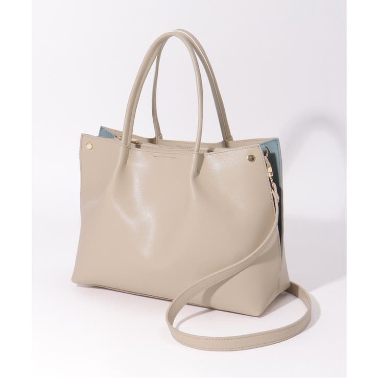 ベージュ | PUサイド切り替えトートバッグ | ikka 