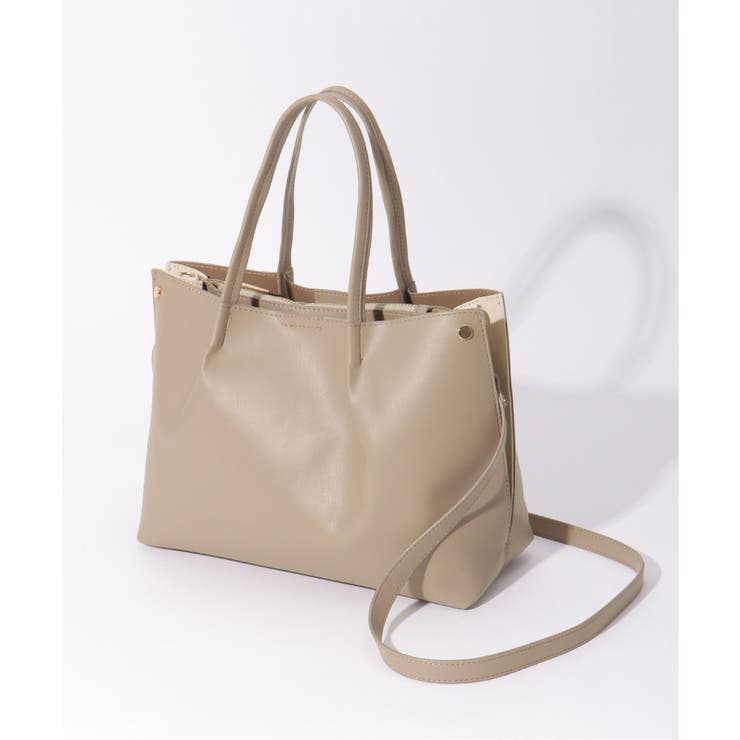 グレージュ | PUサイド切り替えトートバッグ | ikka 