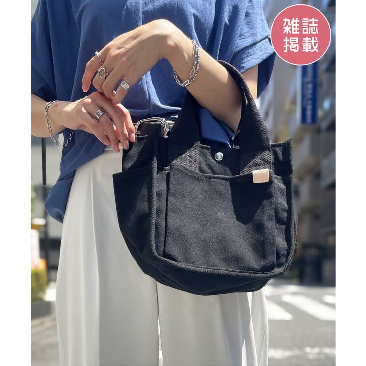 ブラック | 【雑誌InRed5月号掲載】キャンバスパイピングミニトートバッグ | ikka 