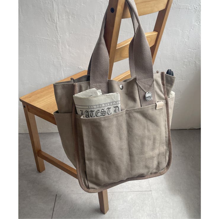 モカ | キャンバスパイピングビッグトートバッグ | ikka 