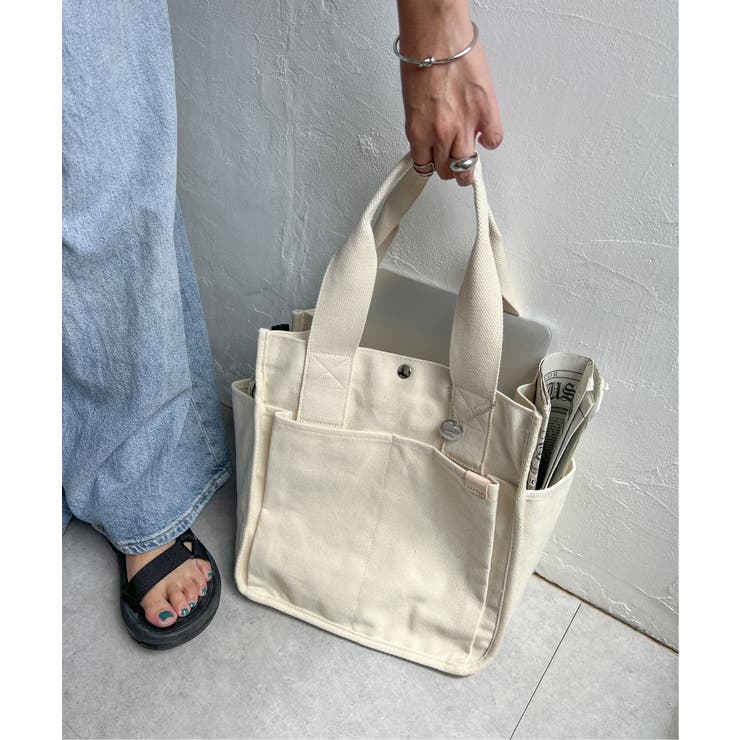 キャンバスパイピングビッグトートバッグ | ikka  | 詳細画像1 